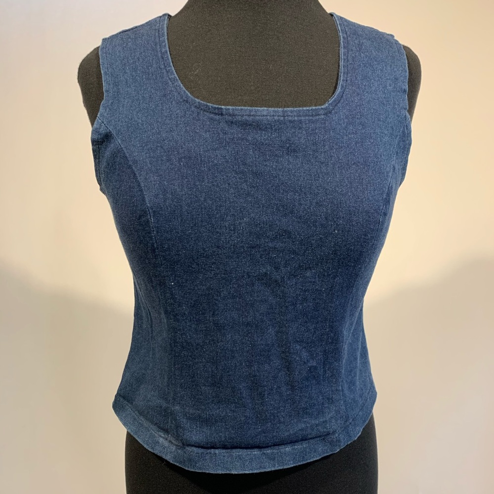 Vintage Denim Crop Tank Top